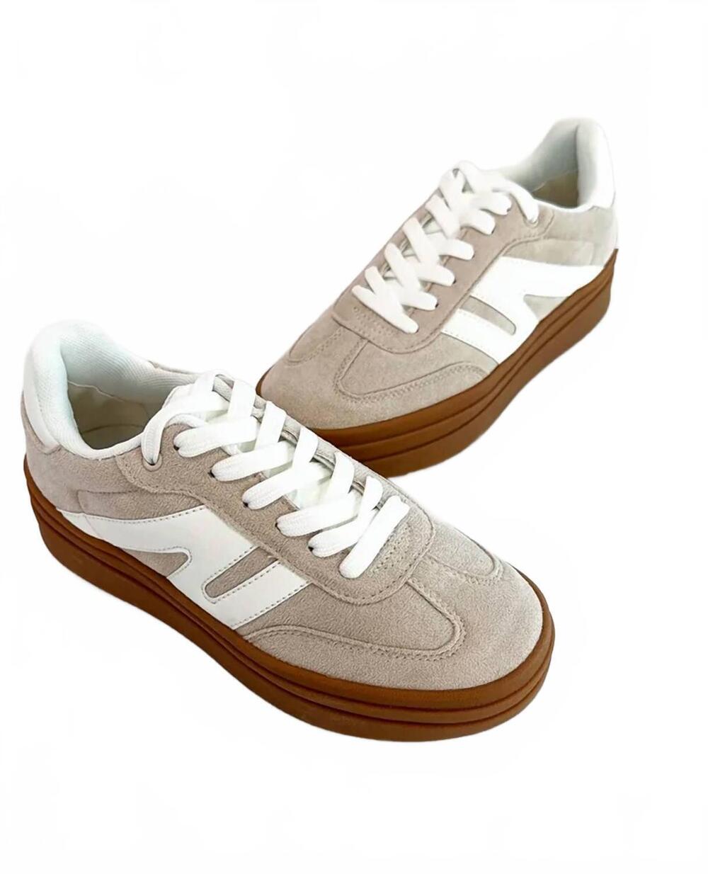 NEW CCOCCI women's topping color block platform sneakers in beige/white